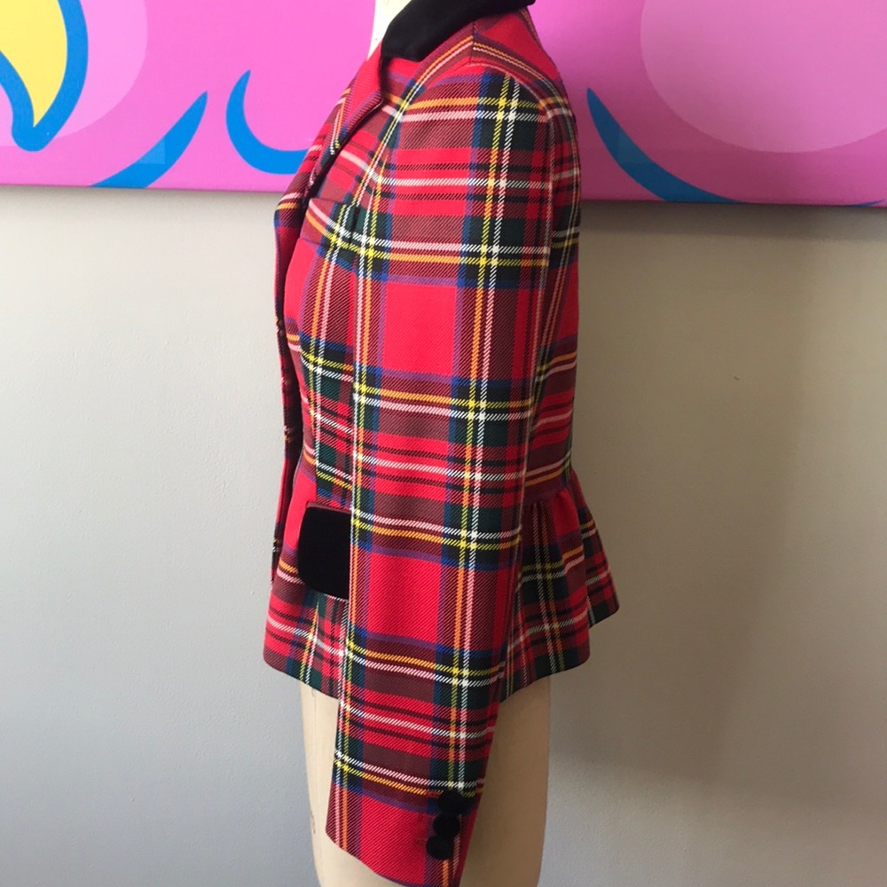 Moschino Black Heart Plaid Embroidered Blazer - Picture 4 of 8